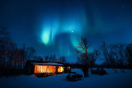 冬季发光雪地唯美星空背景