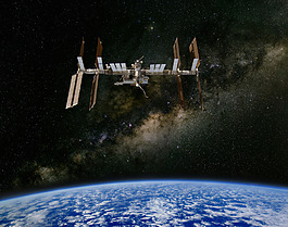 宇宙飛船唯美星空背景