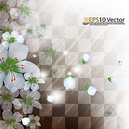 灰色花朵格子卡通矢量素材