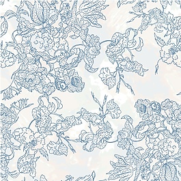 藍(lán)色印花花朵卡通矢量素材
