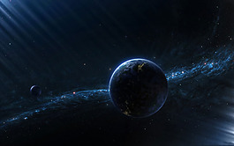 黑色創(chuàng)意星球唯美星空背景