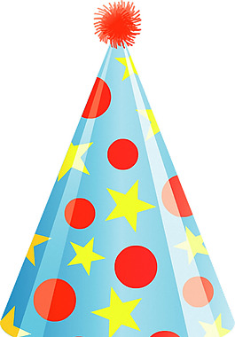 尖頂藍色生日帽免摳png透明素材