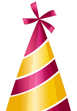 紅色條紋生日帽免摳png透明素材