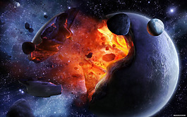 創(chuàng)意爆炸星球唯美星空背景