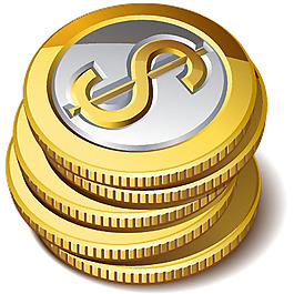 金色美元硬幣免摳png透明素材