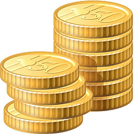 堆起來的金色硬幣免摳png透明素材