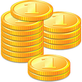 壘起來的金色硬幣免摳png透明素材