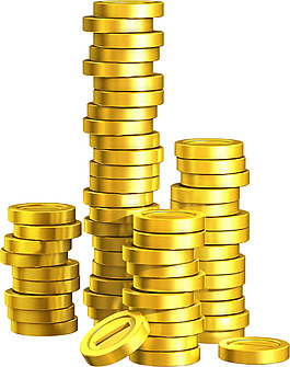堆很高的金幣免摳png透明素材