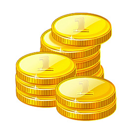一堆金色硬幣免摳png透明素材