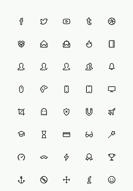 網(wǎng)頁UI細(xì)線條矢量icon社交圖標(biāo)
