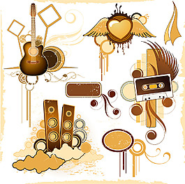 金色樂器矢量素材