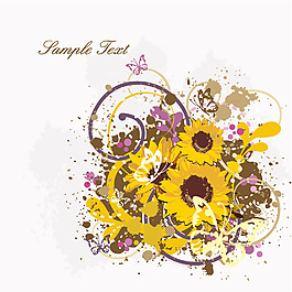 盛開向日葵矢量素材