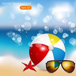 夏日沙灘背景矢量素材