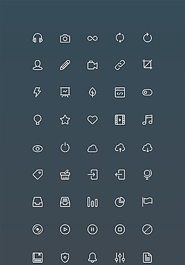 网页UI白色线性icon图标设计