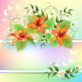 彩色花卉矢量素材