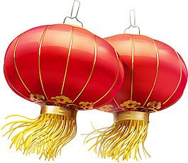 喜慶紅色燈籠png元素素材