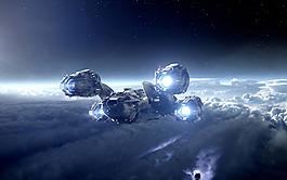 簡約藍色星空背景素材