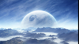 簡約藍色山脈背景