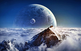 藍色星球山脈背景