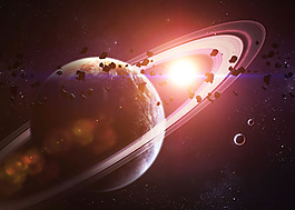 紅色宇宙飛船背景素材