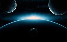 藍色圓球星空背景