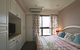清新歐式臥室白色電視柜衣柜效果圖