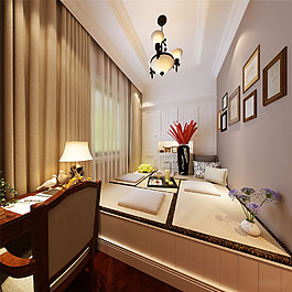 美式清新客廳榻榻米室內裝修效果圖