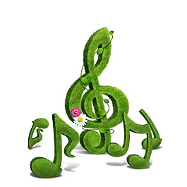 立體綠植音符素材