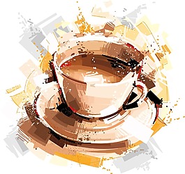 手繪藝術(shù)咖啡杯插畫