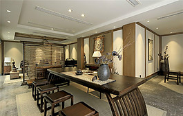 中式室內(nèi)餐廳效果圖