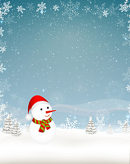 矢量夢幻雪人雪景冬天背景素材