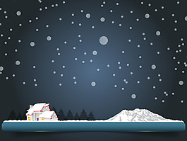 矢量夢幻雪景冬天背景素材