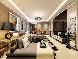 新中式簡約風(fēng)格客廳沙發(fā)效果圖