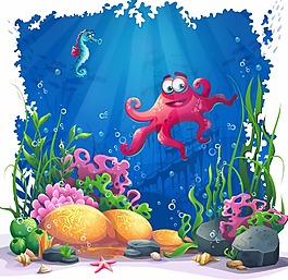 美麗的海底世界插畫