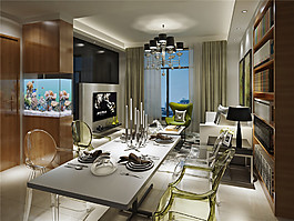 簡歐餐廳簡約效果圖