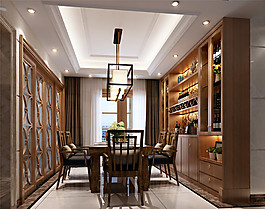 中式餐廳簡約效果圖