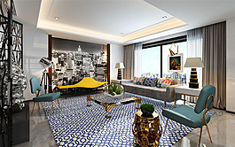 北歐客廳地毯簡約效果圖