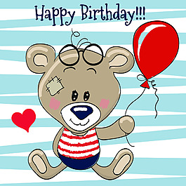 拿著氣球的小熊卡通矢量素材