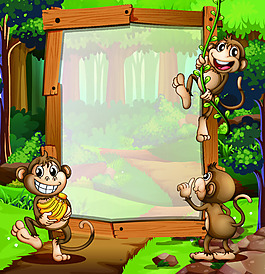 萌萌噠猴子卡通矢量素材