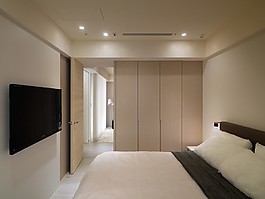 白色系臥室床鋪效果圖