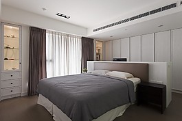 簡約室內(nèi)臥室大床實景效果圖