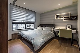 簡約室內臥室大床窗戶效果圖