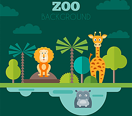 綠色簡約動物園矢量素材