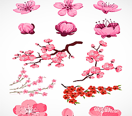 粉色手繪桃花矢量素材