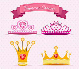 粉色手繪皇冠公主矢量素材