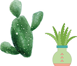 卡通綠色植物png元素素材