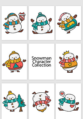 卡通圣誕雪人元素