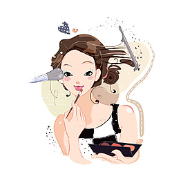 手繪美女化妝元素