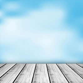 藍色天空與木制展臺