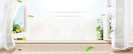 清新綠色植物banner背景素材